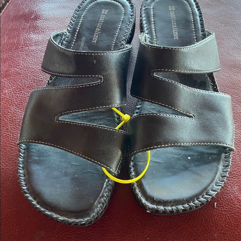 Naturalized Black Wedge Sandals, Size 9